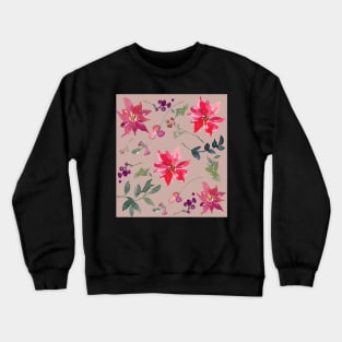 Green, Purple and Red Watercolour Flower Leaves Crewneck Sweatshirt